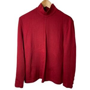 Vintage Mark Eisen Red Mock Neck Long Sleeve 100% Wool Sweater Women's Size L